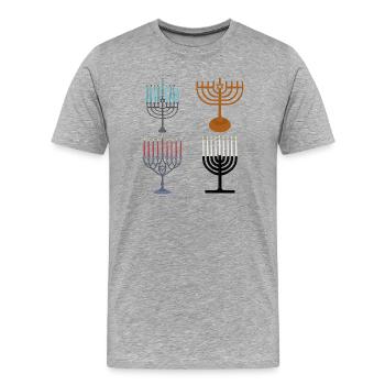 Chanukka Menora Chanukiah Judentum Jude Religion - Männer Premium Bio T-Shirt - Grau meliert - Vorne - Damien (186cm)