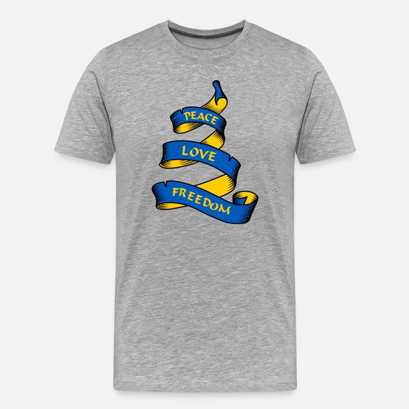 Curl-Banner mit Text Ukraine - Männer Premium Bio T-Shirt - Grau meliert