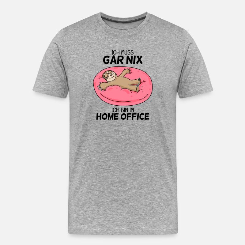 Home Office - Männer Premium Bio T-Shirt - Grau meliert