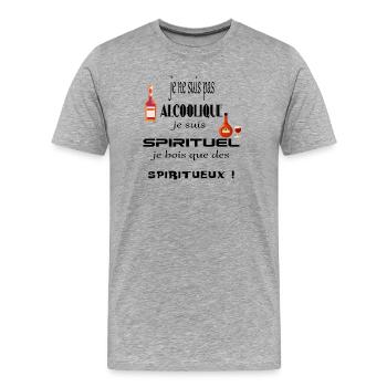 Je ne suis pas Alcoolique ! - T-shirt bio Premium Homme - gris chiné - Devant - Damien (186cm)