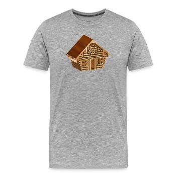 enchanting log cabin in 3D style in wood look - Men's Premium Organic T-Shirt - heather grey - Front - Damien (186cm)
