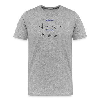 Électrocardiogramme (ECG) rythme réel vs mode - T-shirt bio Premium Homme - gris chiné - Devant - Damien (186cm)