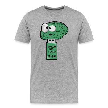 Brain USB Flash Drive - Men's Premium Organic T-Shirt - heather grey - Front - Damien (186cm)