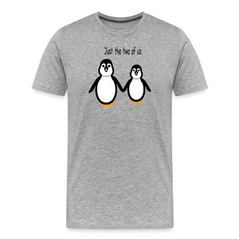 Pinguin - Zwei von uns - Männer Premium Bio T-Shirt - Grau meliert - Vorne - Damien (186cm)