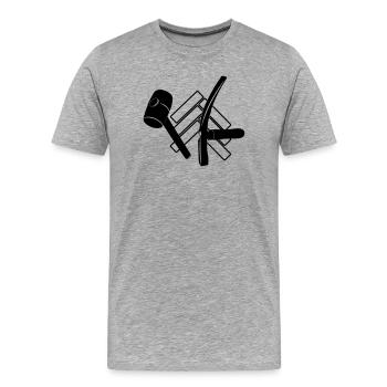 Logo pavés de pavés, marteau en caoutchouc et marteau - T-shirt bio Premium Homme - gris chiné - Devant - Damien (186cm)