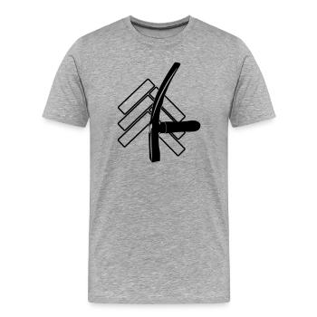 Pavés de logo et marteau de rue - T-shirt bio Premium Homme - gris chiné - Devant - Damien (186cm)