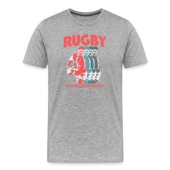 Rugby Weltmeisterschaft Mehrfachdruck - Männer Premium Bio T-Shirt - Grau meliert - Vorne - Damien (186cm)