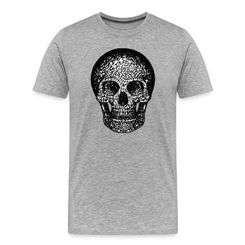 Motif de craque en mosaïque - Tête de squelette complexe - T-shirt bio Premium Homme - gris chiné - Devant - Damien (186cm)
