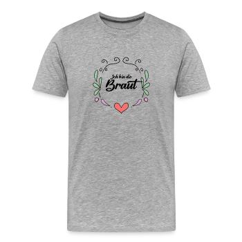 Braut - Männer Premium Bio T-Shirt - Grau meliert - Vorne - Damien (186cm)