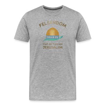 Jerusalem, Felsendom, Olivenblatt, Israel - Männer Premium Bio T-Shirt - Grau meliert - Vorne - Damien (186cm)