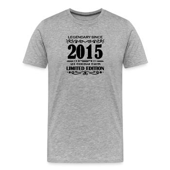 2015 - Baujahr 2015 - Jahrgang 2015 - Männer Premium Bio T-Shirt - Grau meliert - Vorne - Damien (186cm)