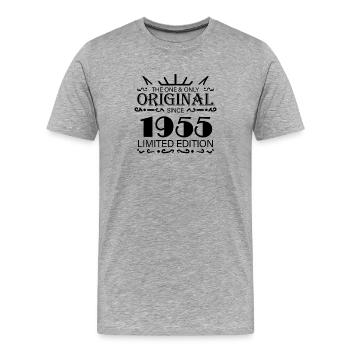 1955 - Année de construction 1955 - Né en 1955 - T-shirt bio Premium Homme - gris chiné - Devant - Damien (186cm)