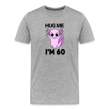 60 ans - 60 ans - câlin - T-shirt bio Premium Homme - gris chiné - Devant - Damien (186cm)