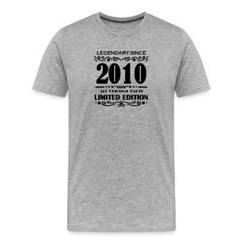 2010 - Année de construction 2010 - Millésime 2010 - T-shirt bio Premium Homme - gris chiné - Devant - Damien (186cm)