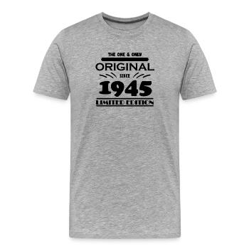 1945 - Année de construction 1945 - Né en 1945 - T-shirt bio Premium Homme - gris chiné - Devant - Damien (186cm)