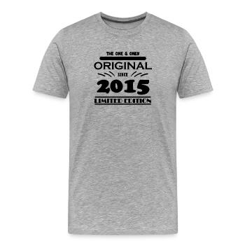 2015 - Baujahr 2015 - Jahrgang 2015 - Männer Premium Bio T-Shirt - Grau meliert - Vorne - Damien (186cm)