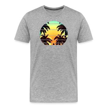 Coucher de soleil sous les palmiers - T-shirt bio Premium Homme - gris chiné - Devant - Damien (186cm)