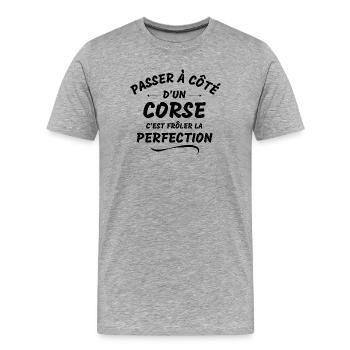 Corse, je suis Corse, Corsica - T-shirt bio Premium Homme - gris chiné - Devant - Damien (186cm)