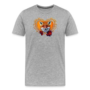 Wunderbarer Fuchskopf mit Herz - Männer Premium Bio T-Shirt - Grau meliert - Vorne - Damien (186cm)