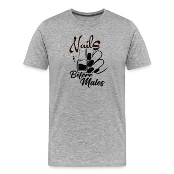 Les ongles avant les hommes Créateur d’ongles - T-shirt bio Premium Homme - gris chiné - Devant - Damien (186cm)