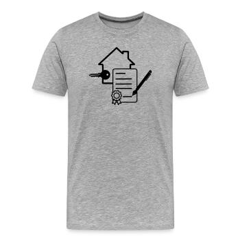 Signature de la maison et du contrat - T-shirt bio Premium Homme - gris chiné - Devant - Damien (186cm)