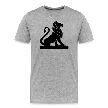Figure d’ombre héraldique du lion - T-shirt bio Premium Homme - gris chiné - Devant - Damien (186cm)