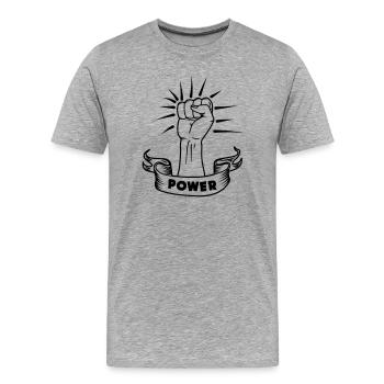 Kraftfaust-Handausdruck - Männer Premium Bio T-Shirt - Grau meliert - Vorne - Damien (186cm)