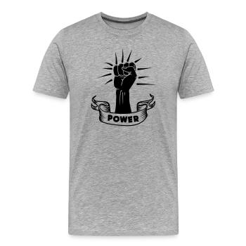 Power black fist - Men's Premium Organic T-Shirt - heather grey - Front - Damien (186cm)