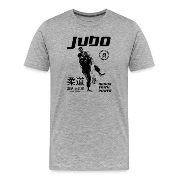 Judo Wurfdesign mit Kano Jigoro  - Männer Premium Bio T-Shirt - Grau meliert - Vorne - Damien (186cm)