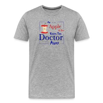 Une pomme par jour éloigne le médecin - T-shirt bio Premium Homme - gris chiné - Devant - Damien (186cm)