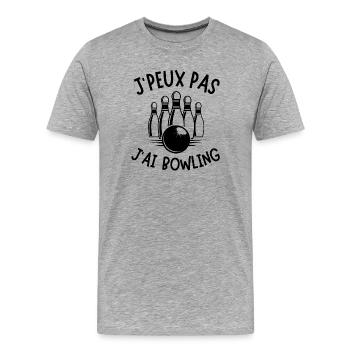 bowling, fan de bowling, j'aime le bowling - T-shirt bio Premium Homme - gris chiné - Devant - Damien (186cm)