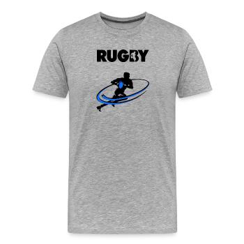 Rugby - Men's Premium Organic T-Shirt - heather grey - Front - Damien (186cm)