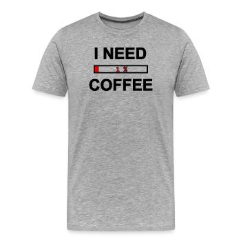 Ich brauche Kaffee niedrige Energie - Männer Premium Bio T-Shirt - Grau meliert - Vorne - Damien (186cm)