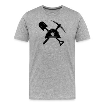 Bergleute Logo Helmschaufel und Spitzhacke - Männer Premium Bio T-Shirt - Grau meliert - Vorne - Damien (186cm)