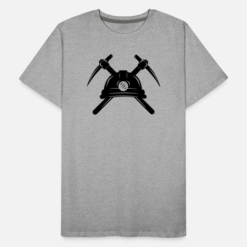 Zwei Spitzhacken mit Helm gekreuzt Männer Premium Bio T-Shirt