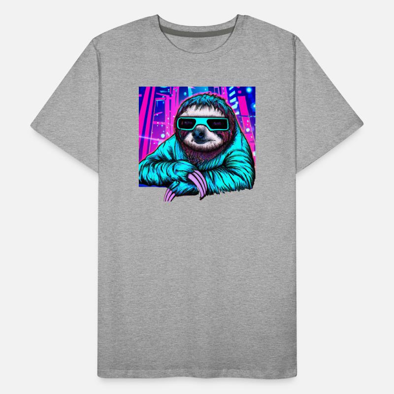 Retrowave Sloth - Ukiyo-e Malerei Männer Premium Bio T-Shirt
