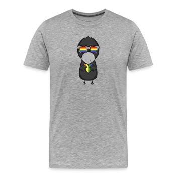 Gay Rainbow Heart Animal Crow - T-shirt bio Premium Homme - gris chiné - Devant - Damien (186cm)