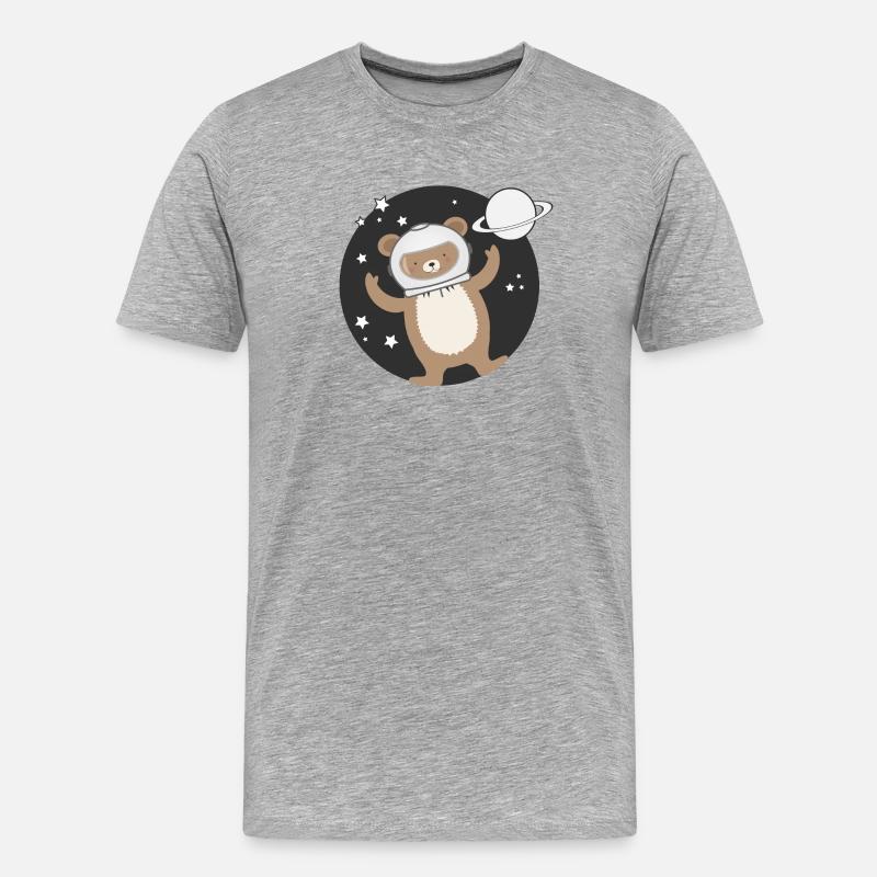 niedlicher Astronauten Bär im comic Stil - Männer Premium Bio T-Shirt - Grau meliert