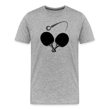 Two table tennis bats and ball - Men's Premium Organic T-Shirt - heather grey - Front - Damien (186cm)