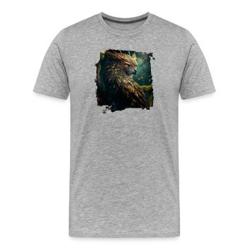 Belle chouette faucon avec des ornements dorés - T-shirt bio Premium Homme - gris chiné - Devant - Damien (186cm)