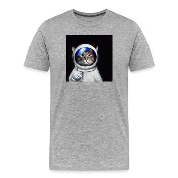 Astro Chat - T-shirt bio Premium Homme - gris chiné - Devant - Damien (186cm)