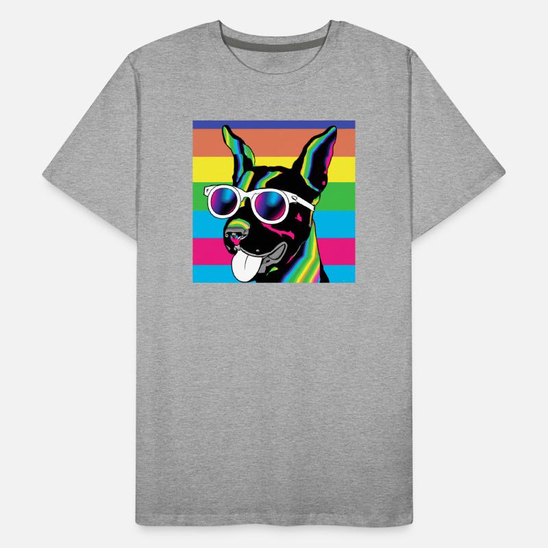 Psychedelische Welpen-Regenbogenbrille Männer Premium Bio T-Shirt