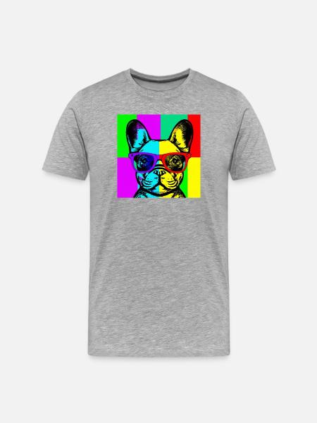 Neon Bulldog Pop Art Glasses - Men's Premium Organic T-Shirt - heather grey