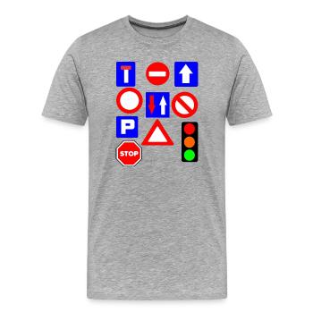 Road signs - Men's Premium Organic T-Shirt - heather grey - Front - Damien (186cm)