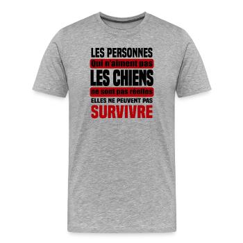 Les personnes qui n'aime pas les chiens - T-shirt bio Premium Homme - gris chiné - Devant - Damien (186cm)