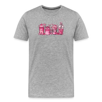 Chocolat chaud sur le cancer du sein - T-shirt bio Premium Homme - gris chiné - Devant - Damien (186cm)