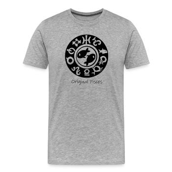 Sternzeichen Fische 003 schwarz - Männer Premium Bio T-Shirt - Grau meliert - Vorne - Damien (186cm)