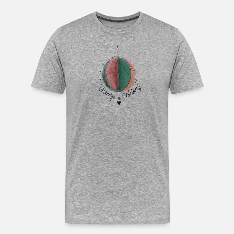 Merry Christmas Weihnachtsbaumkugel Illustration - Männer Premium Bio T-Shirt - Grau meliert