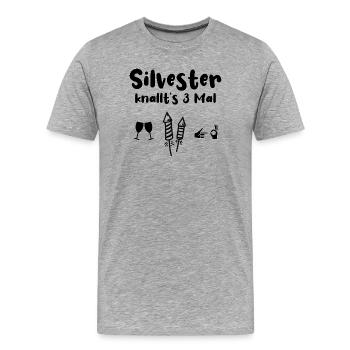 Silvester Knallen Alkohol Böller - Männer Premium Bio T-Shirt - Grau meliert - Vorne - Damien (186cm)