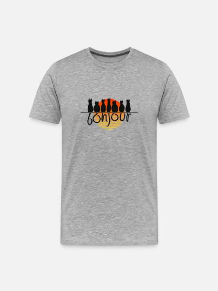Bonjour Katzen - Männer Premium Bio T-Shirt - Grau meliert